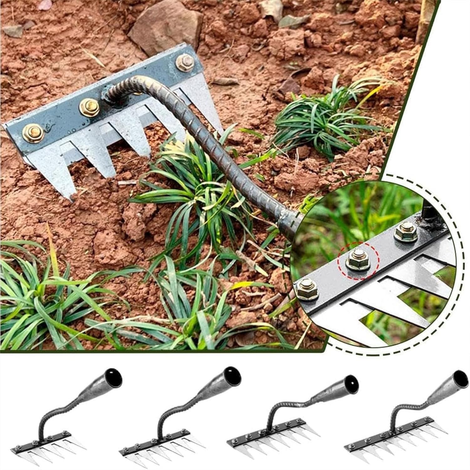Agriculture Farming Hand Tools - 5/6/7/8 ฟันโลหะ Rake Garden Manual Aerators
