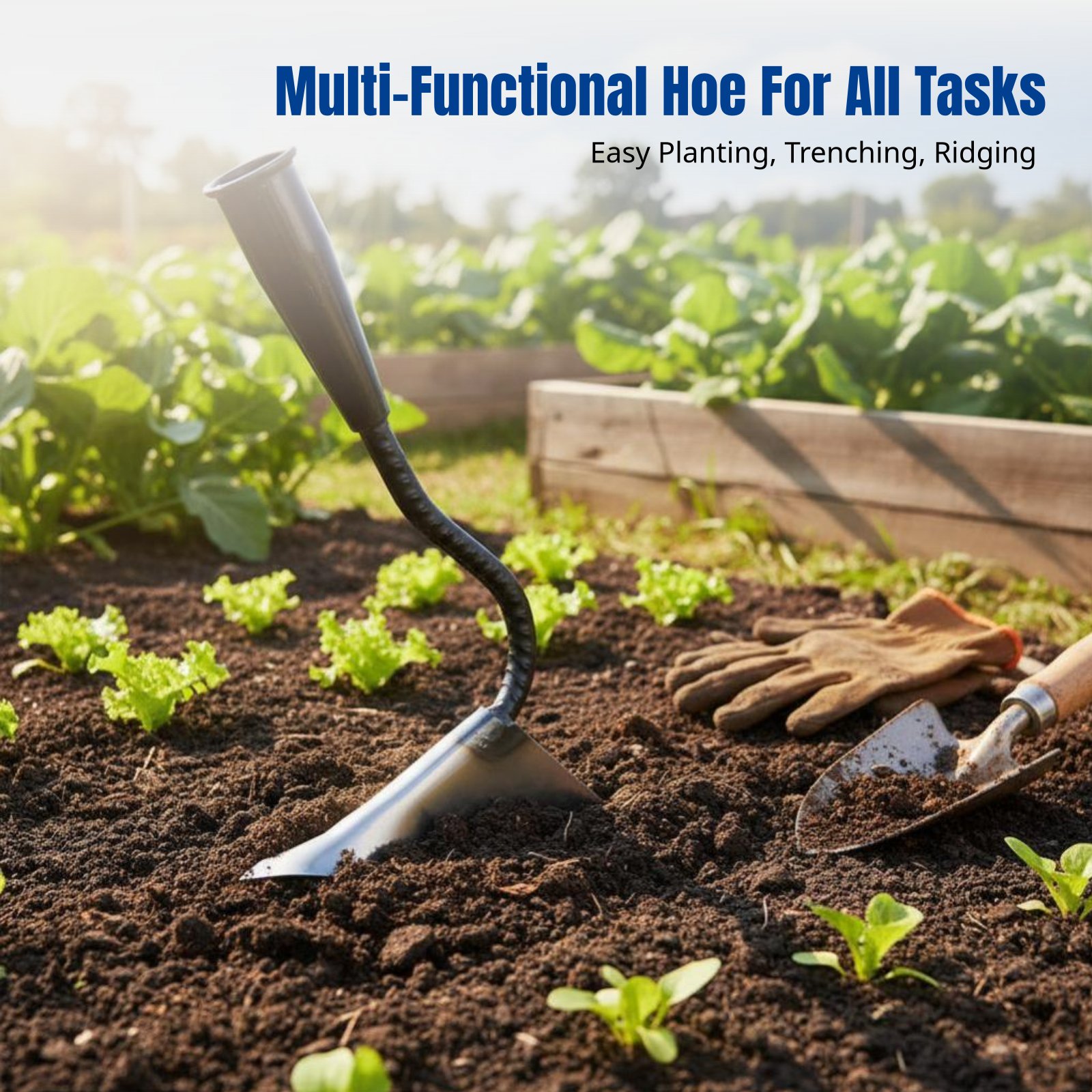 Agriculture Farming Hand Tools - จอบสามเหลี่ยมเหล็กแมงกานีสหนา, จอบดึงด้วยมือ, เครื่องมือทำสวนและการเกษตรอเนกประสงค์, เครื่องมือเกษตรที่ทนทาน