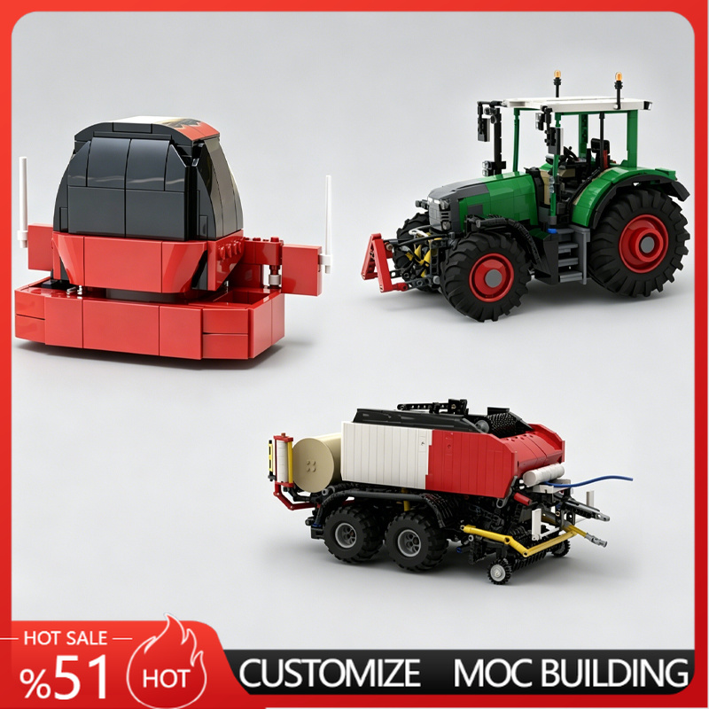 Agriculture Farming Certificate - ใหม่กรีนฟาร์มแทรกเตอร์พร้อมรถพ่วงสีแดง MOC รุ่นยานพาหนะการเกษตร DIY ประกอบของเล่นเพื่อการศึกษาของขวัญวันเกิดเทศกาล